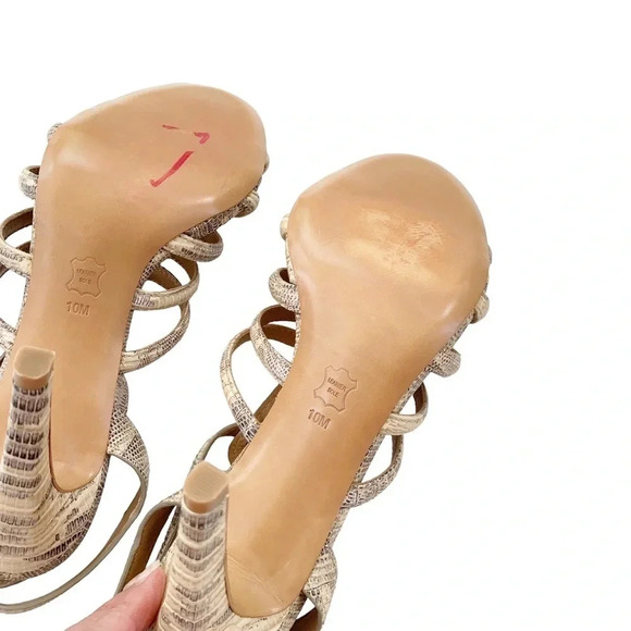 New TORY BURCH Charlene Lizard Print Sandal Heel Size 10 - Picture 7 of 11